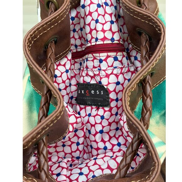 Axcess by Liz Claiborne Tie-Dye Backpack Purse Canvas & Faux Leather Trim - Picture 4 of 6